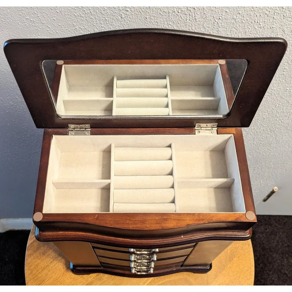 Croft & Barrow Jewelry Organizer Armoire 7 Compartments Necklace Closet Mirror
